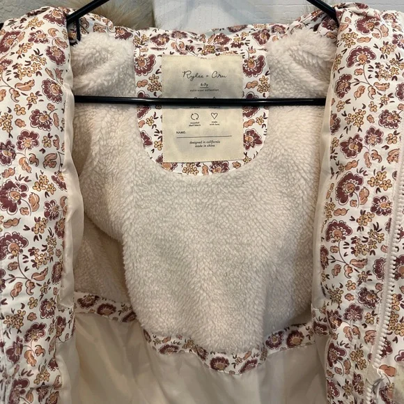 Rylee + Cru Floral Print Kids Raincoat - Cream and Brown - Picture 3 of 4